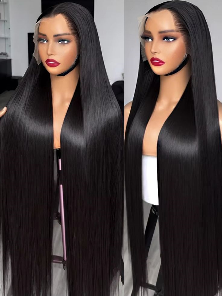7x6 Lace Frontal Natural Black Straight Wig Ready To Wear Invisible Knots Wig 180%