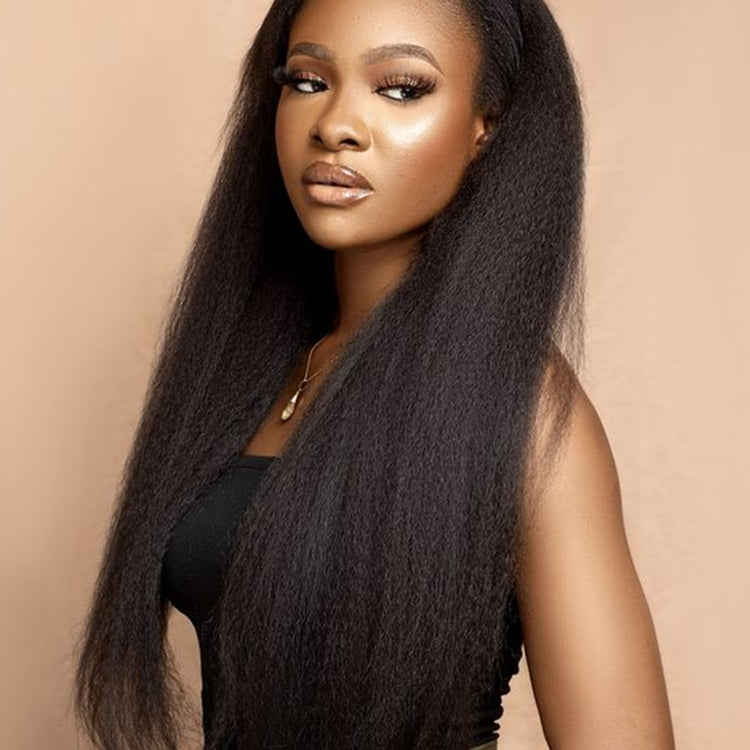 13x4 Transparent Lace KinKy Straight Wig Natural Hairline 180%