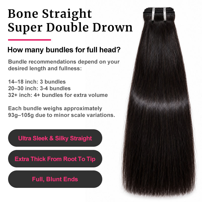 Bone Straight Human Hair Bundles | Super Double Drown