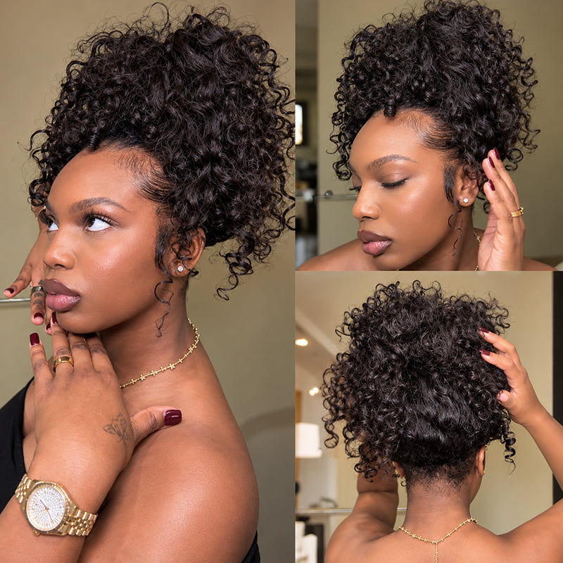 Wear & Go Pixie Curly Half Wig | Invisible Hairline | Beginner-Friendly