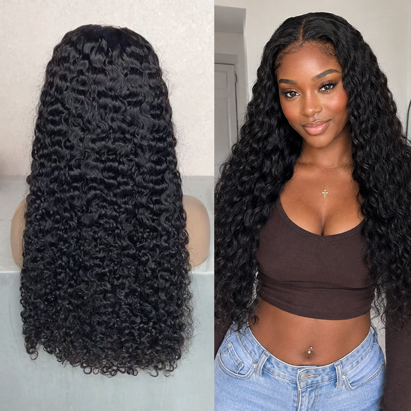 Water Curly HD Lace Frontal Wig | 100% Human Hair | Natural Wet Curl Look