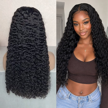 Water Curly HD Lace Frontal Wig | 100% Human Hair | Natural Wet Curl Look