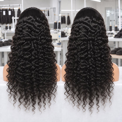 HD Lace Water Wave Frontal Wig | 100% Human Hair Wig | Natural Black