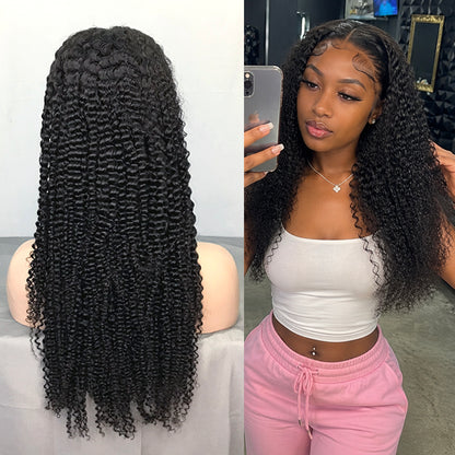 Kinky Curly Human Hair Wig | Transparent Lace Frontal Natural | Hairline 180%