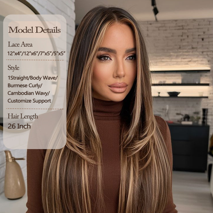 New Arrival Transparent Lace 26 Inch Honey Brown 180 Density
