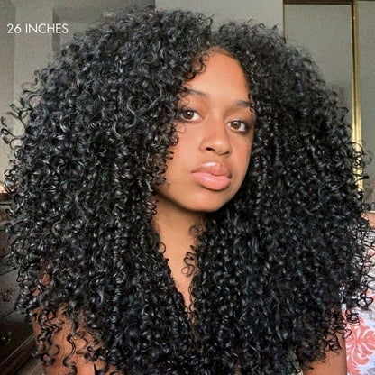 [WEAR GO HALF WIG]  Burmese curly Half Wig Invisible Hairline Beginner Friendly 180%