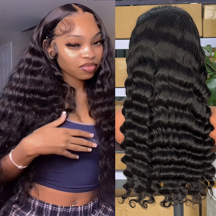 13x4 Transparent Lace Loose Deep Wig Natural Hairline 180%