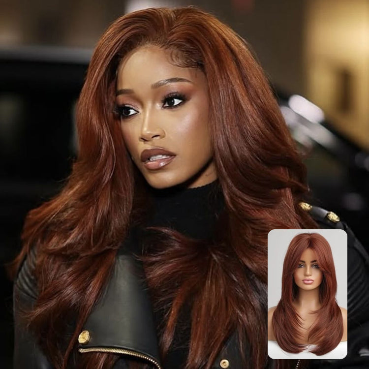 13x4 Transparent Lace Auburn/Red Brown Body Wave 180 Density