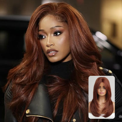 13x4 Transparent Lace Auburn/Red Brown Body Wave 180 Density