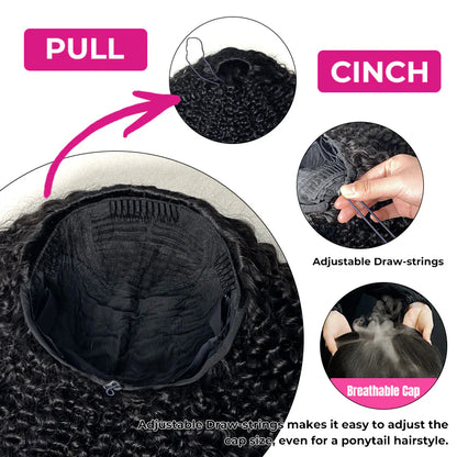 [WEAR GO HALF WIG]Kinky Straight Invisible Hairline Half Wig  Flip Over Wig For Beginner 180%