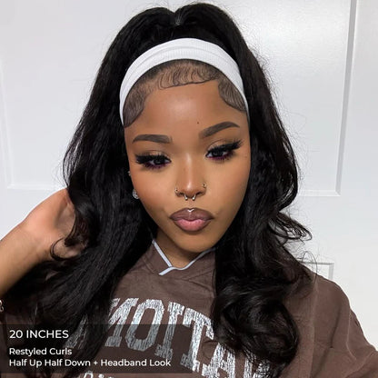[WEAR GO HALF WIG]Kinky Straight Invisible Hairline Half Wig  Flip Over Wig For Beginner 180%