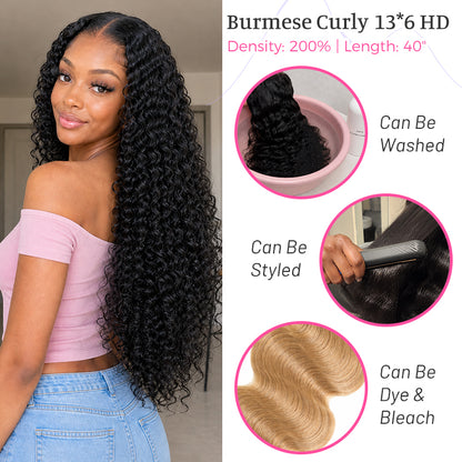 Burmese Curly 40 Inch | 13*6 HD Lace Wig | Hairline pre-plucked