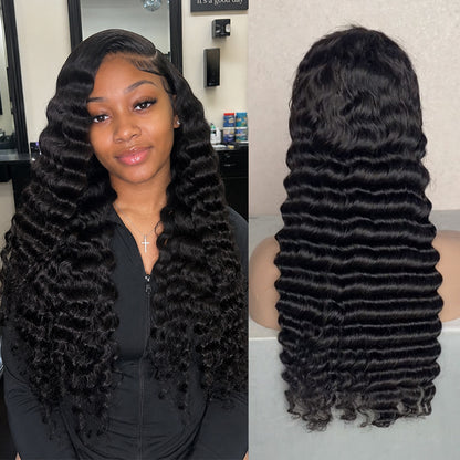 Deep Wave HD Lace Frontal | 100% Human Hair Wig | Natural Black