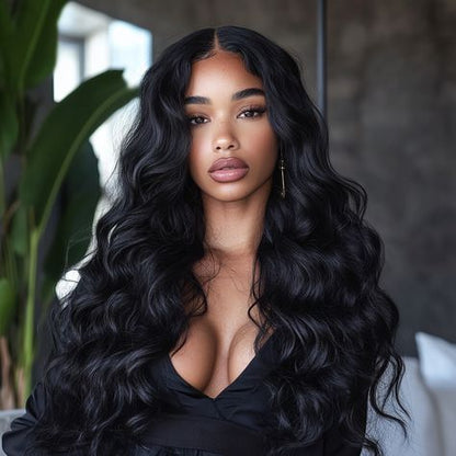 [WEAR GO HALF WIG]  Body Wave Half Wig Natural Hairline Flip Over Beginner Friendly Wig