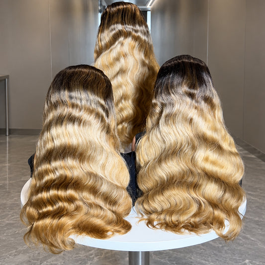 5x5 Transparent Lace Golden Brown Ombre Curly Hair | 200 Density | Special Offer ⭐