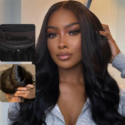 [WEAR GO HALF WIG]  Body Wave Half Wig Natural Hairline Flip Over Beginner Friendly Wig