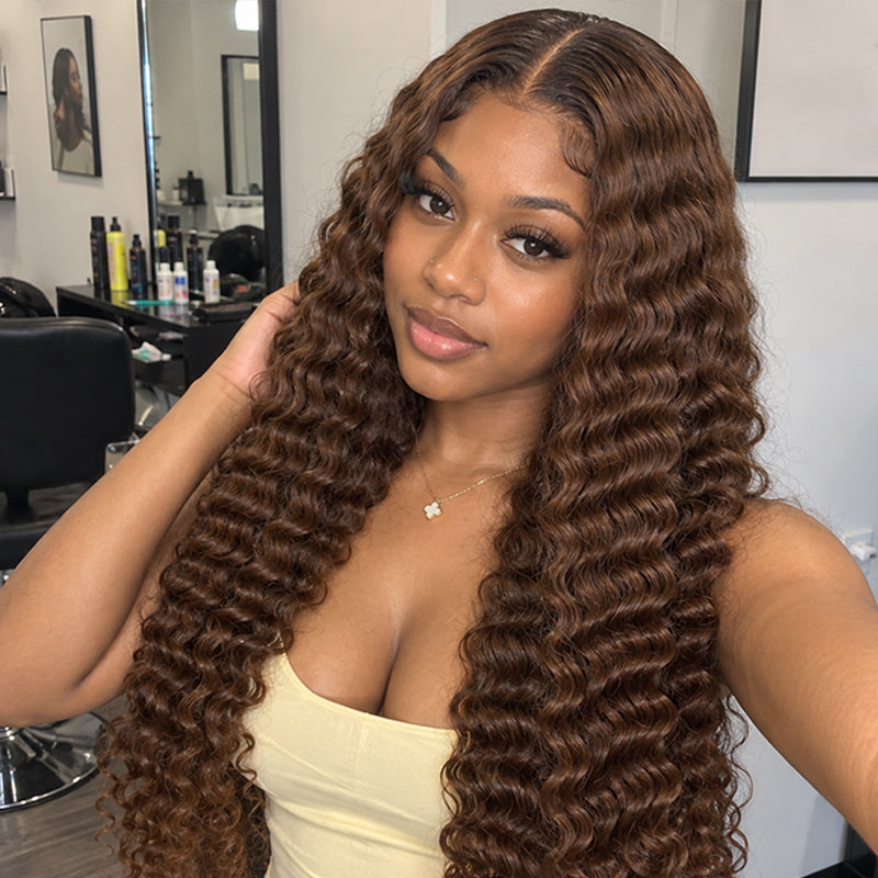 Deep Wave Chocolate Brown HD Lace Wig | 100% Human Hair