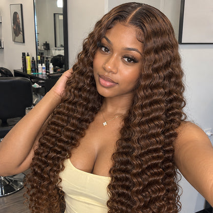 Deep Wave Chocolate Brown HD Lace Wig | 100% Human Hair