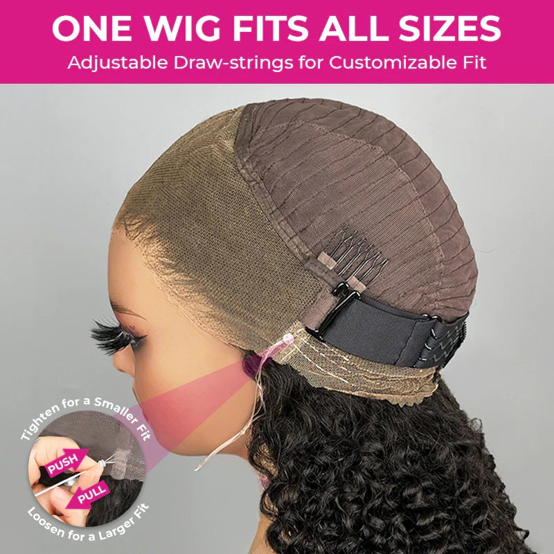 Muyol Invisi Draw-strings 360 Water Wave Pre-Cut Lace Wear Go Wig Pre-Bleached Knots InvisiFit Strap Glueless Wigs