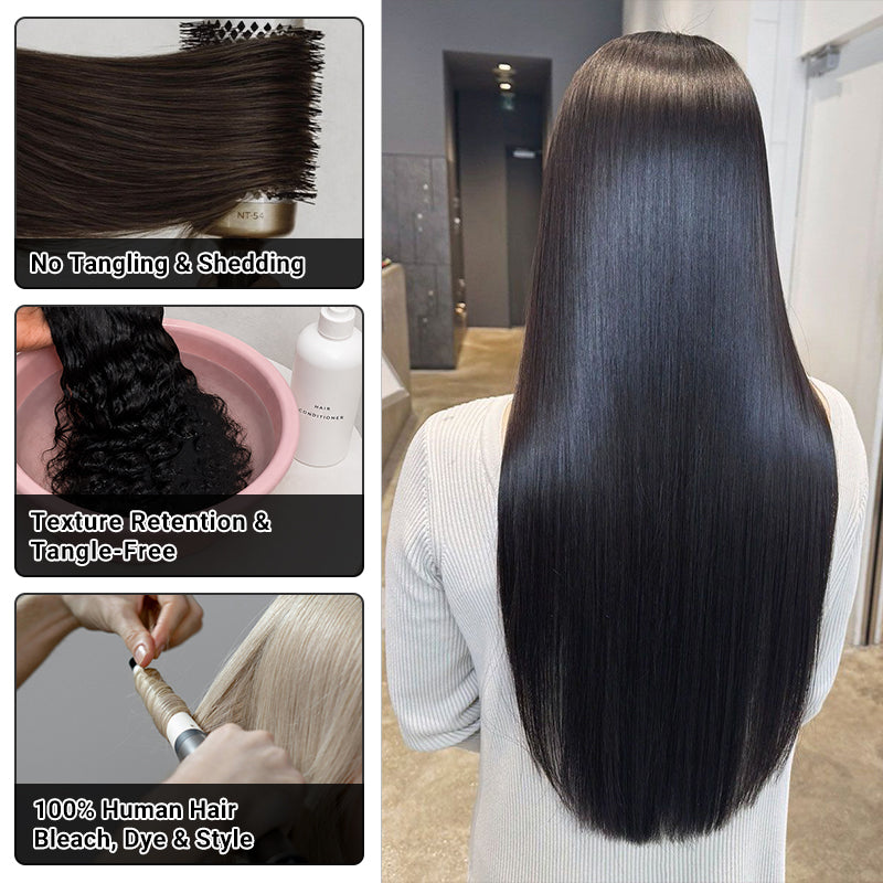 100% Straight Human Hair | 13*4 Transparent  Lace Frontal | 180% Natural Density