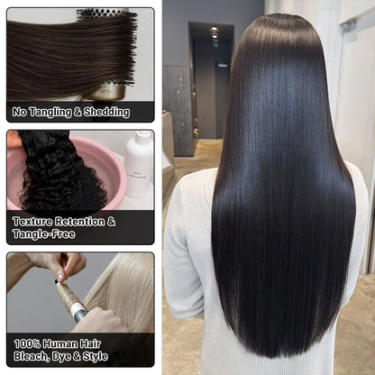 100% Straight Human Hair | 13*4 Transparent  Lace Frontal | 180% Natural Density