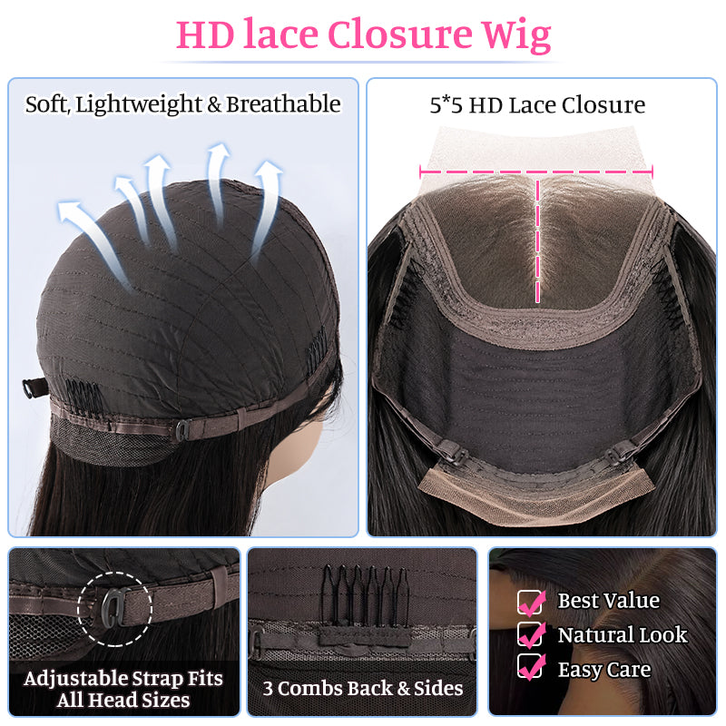 5×5 HD Lace Deep Curly Closure Wig | Natural & Full Look | Premium Human Hair