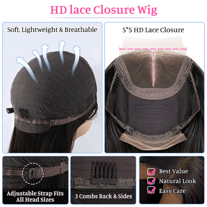5×5 HD Lace Deep Curly Closure Wig | Natural & Full Look | Premium Human Hair