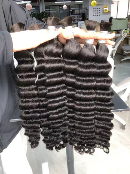 Deep Wave Raw Bulk Hair For Braids,Braiding Hair,100% Human Hair