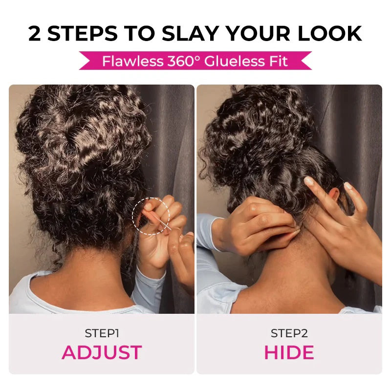 Muyol Invisi Draw-strings 360 Water Wave Pre-Cut Lace Wear Go Wig Pre-Bleached Knots InvisiFit Strap Glueless Wigs