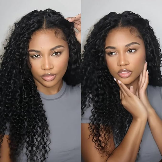Water wave Crochet Hair Pre-Separated Feather Soft Knotless Human Hair Extensions