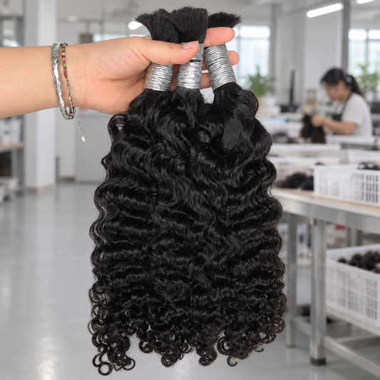 Indian Curly Virgin Bulk Hair For Braids | 100% Human Hair | 100g
