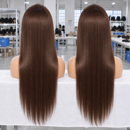 Straight Chocolate Brown HD Lace Wig | 100% Human Hair