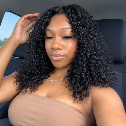 Luxury Virgin Vietnamese Curly Human Hair Wig | HD Lace Frontal | Natural Black