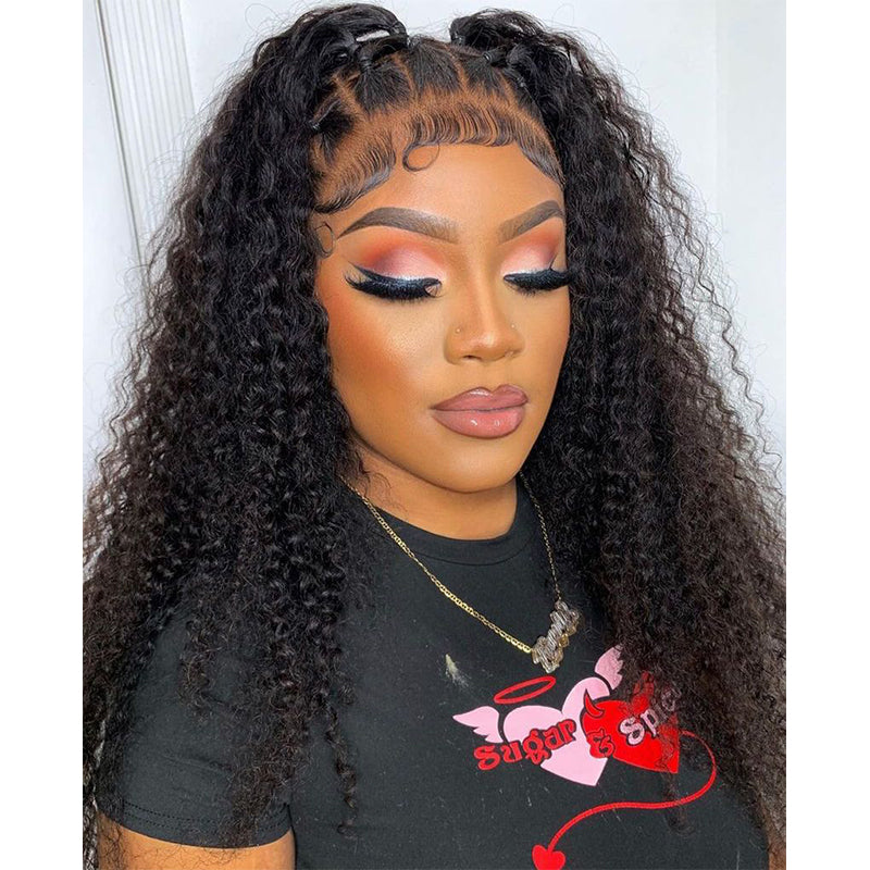 Kinky Curly Human Hair Wig | Transparent Lace Frontal Natural | Hairline 180%