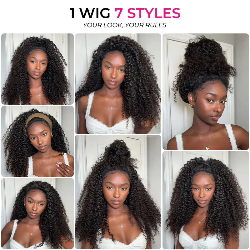 [WEAR GO HALF WIG]  Burmese curly Half Wig Invisible Hairline Beginner Friendly 180%