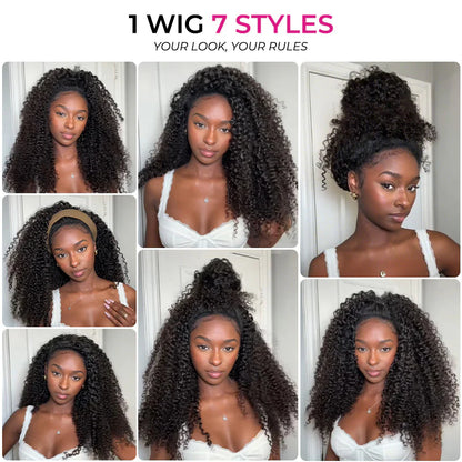 [WEAR GO HALF WIG]  Burmese curly Half Wig Invisible Hairline Beginner Friendly 180%