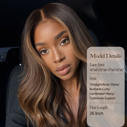 New Arrival Transparent Lace 26 Inch Honey Brown 180 Density