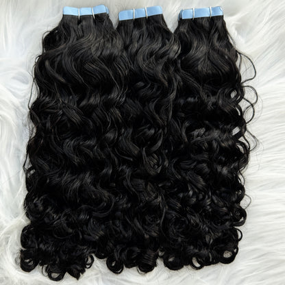 Burmese curly tape in hair extensions