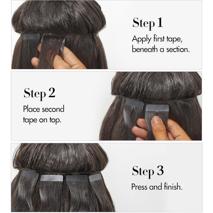 Water Wavy Curly Tape in Hair Extensions