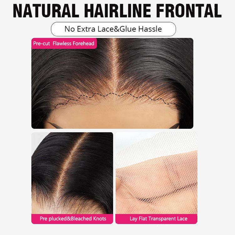 7x6 Lace Frontal Natural Black Deep Wave Wig Ready To Wear Invisible Knots Wig 180%