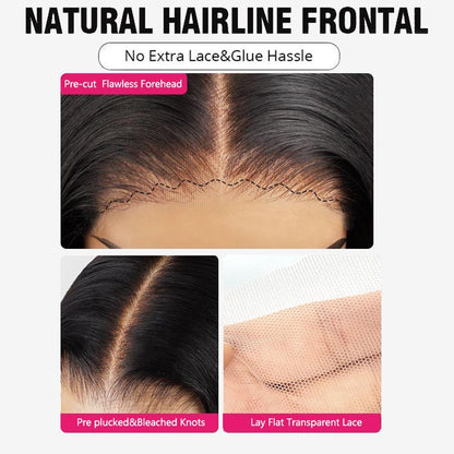 7x6 Lace Frontal Natural Black Deep Wave Wig Ready To Wear Invisible Knots Wig 180%
