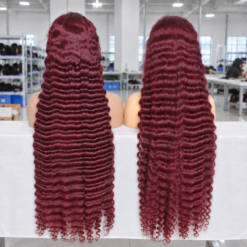 Burgundy 99J Deep Wave HD Lace Wig | 100% Human Hair