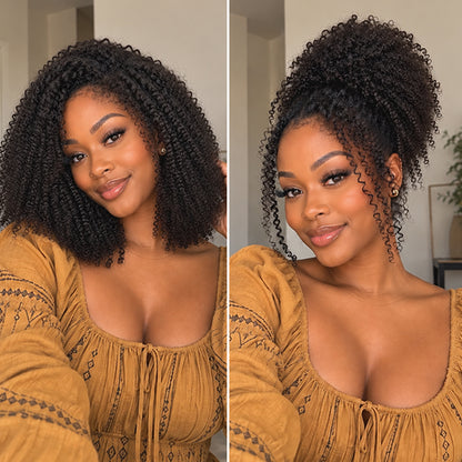 Wear & Go Afro Curly Half Wig | Invisible Hairline | Beginner-Friendly