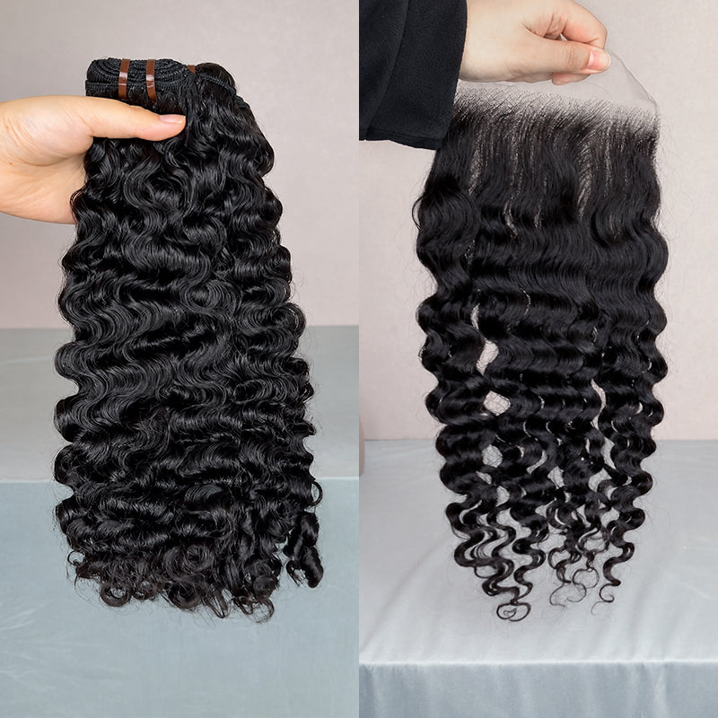 Indian Curly Virgin Hair Frontal & Closure | Perfect Match for Bundles