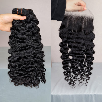 Indian Curly Virgin Hair Frontal & Closure | Perfect Match for Bundles