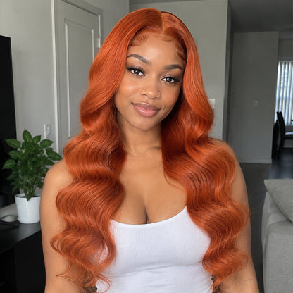 Ginger Body Wave Human Hair Transparent Lace Wig