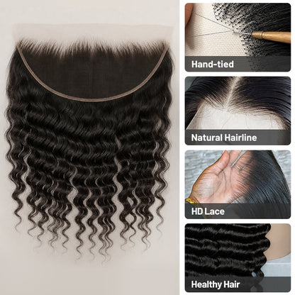 Deep Wave Virgin Hair Frontal & Closure | Perfect Match for Bundles