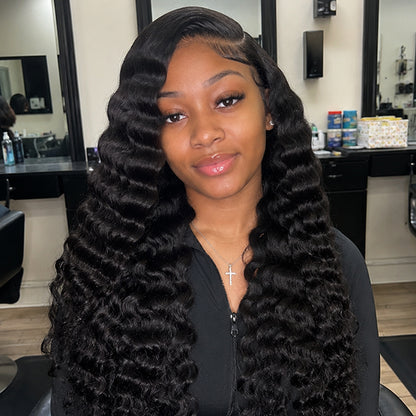 HD Lace Deep Wave Frontal Wig | 100% Human Hair | Natural Black