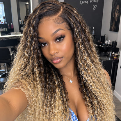 HD Lace Micro Crinkle Wave Wig | Mocha #613 Blonde Ombre| Custom-Made • 2–3 Day Wait