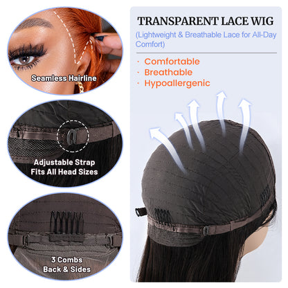 Ginger Deep Wave Human Hair Transparent Lace Wig